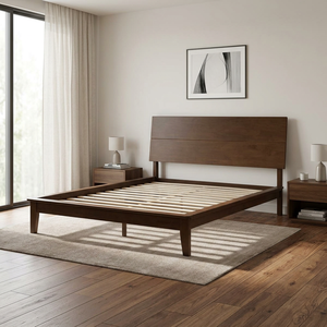 Industrial Style Wood and <b>Black</b> Metal Platform <b>Bed</b> with Headboard - Product Image 4