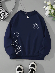 <b>Women</b> Hoodies New Quality Kawaii OK <b>Teddy</b> bear Printing Sweatshirts For <b>Women</b> Classic Retro Fashion Hoodies Fleece Warm Casual - Product Image 2