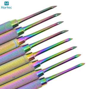 Newest Rainbow Coating High-Precision Dual-Ended Good Supplier With Textured Handle Professional Nail Cuticle Pusher <b>Tool</b> - Product Image 5