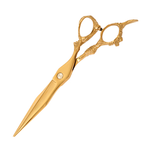 Juego de tijeras de peluquero rectas clásicas personalizadas, Etiqueta Privada, superventas, pestañas de peluquería de acero inoxidable chapadas en oro caliente - Product Image 2