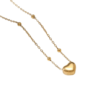 Collier en forme de cœur pour femmes, en acier inoxydable 304, plaqué or véritable 18 carats et incrusté de perles - Product Image 6