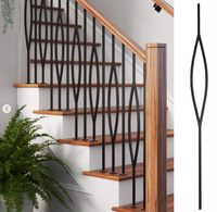 Balustre en fer Marquise, en métal noir, elliptique, pour escalier, insert de rampe ovale moderne pour escaliers et balcons intérieurs