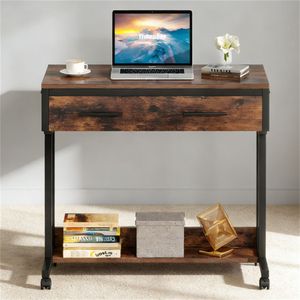 Scrivania da Ufficio Mobile con Altezza Regolabile e Cassetti, Scrivania Portatile per Computer - Product Image 3