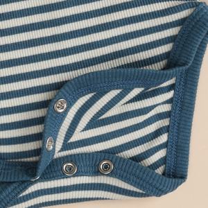 Body à manches longues en bambou bio élasthanne de qualité supérieure Teal Stripe Baby Clothing - Product Image 4