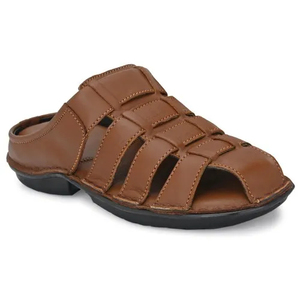 Pantoufles en cuir véritable pour hommes de haute qualité 6018, dessus antidérapant, grande taille, pantoufles d'été en cuir pour hommes, pantoufles de plage - Product Image 4