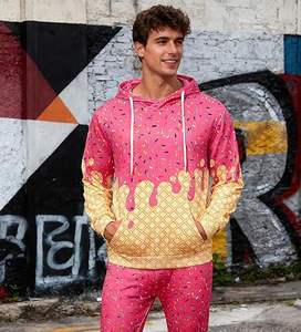 Ensemble de survêtement Ice Cream Hoodie 2 pièces, sweat-shirt à capuche décontracté et pantalon de jogging, tenue de sport - Product Image 5