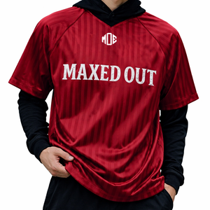 Camiseta Deportiva a Rayas Rojas Estilo Jersey de Fútbol Americano para Hombre, Personalizable con Estampado de Equipo, Ligera, Transpirable, Fabricante OEM al por Mayor - Product Image 1