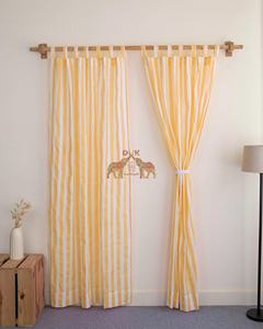 Cortinas de Algodón Clásicas con Estampado de Rayas de Calidad Premium para Ventanas Grandes y Puertas Corredizas de Vidrio - Product Image 2