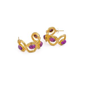 Pendientes bohemios hechos a mano de cobre turquesa chapado en oro aros de latón para mujer - Product Image 4