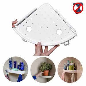 Mensola Angolare da Bagno Bianca Taglia Unica, Organizzatore da Parete in Ferro con Ganci Senza Tracce, Facile Installazione per Casa e Cucina - Product Image 2