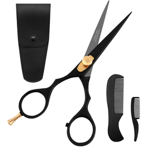 5" Beard & Mustache Scissors for Men with Combs Black Stainless Steel Precision Styling Scissor Complete Beard and Moustache Kit - Product Image 6