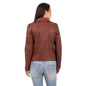 Custom <b>Sheepskin</b> Leather <b>Jacket</b> Cropped Genuine Leather Motorcycle <b>Jackets</b> for Women - Product Image 4