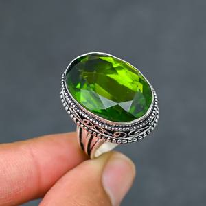Magnifique bague tendance en péridot vert, en argent sterling 925 massif, faite à la main, vente en gros directe usine - Product Image 3