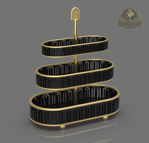 Support à gâteau rond de luxe à 3 niveaux en acier inoxydable et verre, écologique, finition dorée, support décoratif haut de gamme, lavage à la main uniquement - Product Image 3