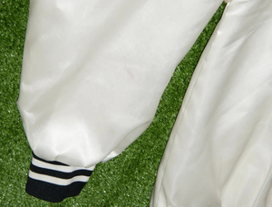 Men's <b>White</b> Satin Varsity <b>Jacket</b> Regular Fit Turn-down Collar Preppy Style Button Closure Autumn Wear - Product Image 6