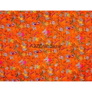 Couverture Kantha réversible vintage faite à la main en coton biologique imprimé floral de haute qualité, écologique, style indien, très vendue pour la maison - Product Image 2