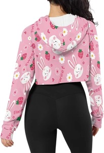 Sudadera con Capucha Corta para Mujer, Transpirable, Sublimada, de Moda, Otoño, Antiencogimiento, Secado Rápido, 100% Algodón - Product Image 2