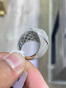925 Sterling <b>Silver</b> Iced Out Championship <b>Ring</b> Baguette Round Moissanite Hip Hop Statement Luxury <b>Mens</b> <b>Ring</b> - Product Image 2