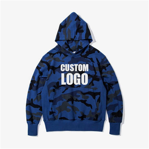 Custom Logo <b>Men's</b> Blue <b>Camo</b> <b>Hoodie</b> – Premium Cotton Fleece Camouflage Pullover – Urban Streetwear Manufacturing - Product Image 1