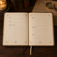 Carnet de notes LABON personnalisé en cuir PU, style médiéval, avec feuilles à bords festonnés et dorure à chaud, ensemble de planificateur de recherche sur mesure