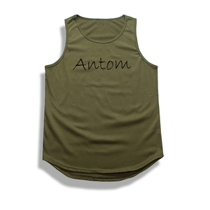 Wholesale Custom Logo Spandex/Cotton Breathable 3D Embroidery O-Neck Muscle Athletic <b>Singlet</b> Fitness Wear Workout <b>Men</b> Tank Top - Product Image 2