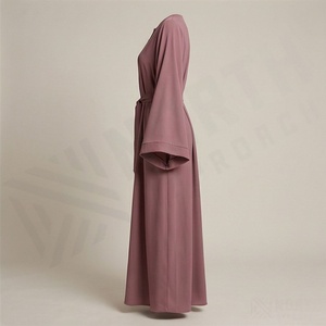 New Design Modern Women <b>Islamic</b> <b>Clothing</b> Cotton Juba Abaya Dress Custom Logo Made With Pleated Waist Modest Fashion Supply - Product Image 3