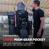 Black <b>Wheeled</b> Catcher's Gear <b>Bag</b> With Multiple Pockets For Baseball And Softball Equipment - Product Image 2