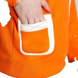 เสื้อสเวตเชิ้ตคอกลมผู้ชาย สีส้มขาว ลายบล็อกสี ทรงปกติ ผ้าถัก สวมใส่สบายๆ สำหรับฤดูใบไม้ร่วง มีกระเป๋า - Product Image 5