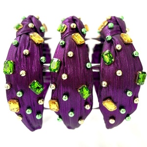 High-quality Mardi Gras Crystal <b>Headband</b> Purple Rhinestone Gem Knotted Carnival Hair Accessories for Women Boutique Collections - Product Image 1