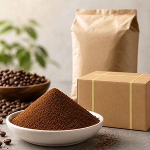 Poudre d'extrait de café instantané 100% pure, séchée par atomisation, de qualité alimentaire, en vrac, matière première soluble, saveur fruitée, Thaïlande - Product Image 1