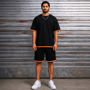 Men Oversized <b>Terry</b> T-Shirt Shorts Set Premium 100% Cotton Breathable Summer Co-Ord Normcore Minimalist Seamless Fusing - Product Image 1