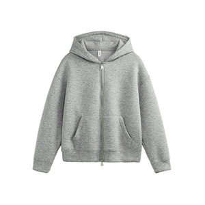 Sudadera Unisex Gris con Capucha y Cierre, Corte Regular, Felpa de Algodón, Transpirable, con Bolsillo, Ropa Casual de Invierno, 300g - Product Image 1