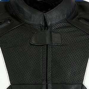 Blouson de moto en cuir pour homme à manches longues, color-block, respirant, toutes saisons, pour la course - Product Image 6