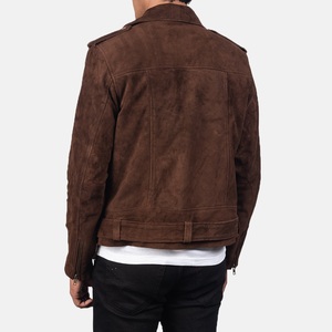 Men <b>Suede</b> Leather Biker <b>Jacket</b>/OEM Custom Dark Brown <b>Suede</b> Leather <b>Jacket</b>/Wholesale Genuine <b>Suede</b> Fashion Biker Leather <b>Jacket</b> - Product Image 2