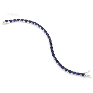 Bracelet tennis en argent sterling 925 avec saphir bleu naturel taille ovale 6x4 mm, bracelet fin et élégant pour femme et homme - Product Image 3