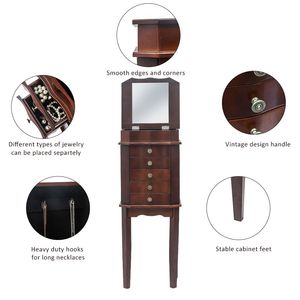 Armadio Portagioie con Cassetti e Specchio, Mobile Contenitore Organizzatore per Natale - Product Image 5