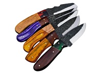 Couteaux de bushcraft en acier à haute teneur en carbone avec manches en bois, lames fixes pleines de 8 pouces, couteau de chasse Skinner avec étui en cuir
