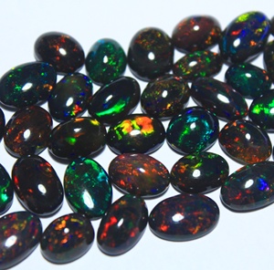 9*7mm Natural Black Opal Oval Cut Calibrated Gemstone Cabochon Super-Fine Quality Multi <b>Fire</b> Color Play for DIY Jewelry Making - Product Image 3