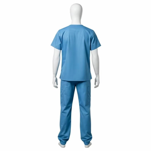 Tenues médicales personnalisées tendance : Ensembles de blouses et pantalons unisexes à manches courtes en molleton de coton, avec détection d'aiguilles et fusion sans couture - Product Image 2