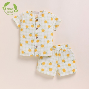 ชุดผ้ามัสลินแจ็บลาผ้าออแกนิกพิมพ์ลายสีส้ม - Product Image 1