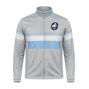 <b>Men</b> Gray Blue Hockey Activewear <b>Jacket</b> Polyester Sports <b>Jacket</b> Team Training Wear Outdoor Match Athletic Performance Clothing - Product Image 1