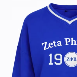 เสื้อสเวตเชิ้ตแขนยาวผ้าฝ้ายถักสีน้ำเงินล้วน รุ่น 1920 ของ Zeta Phi Beta สำหรับผู้หญิง คอกลม ผ้าฟลีซ ไม่เป็นขุย แห้งเร็ว - Product Image 6