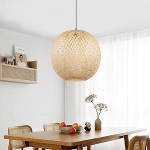 Natural Bamboo Pendant Light Handcrafted Ceiling Fixture for <b>Indoor</b> Residential and Commercial <b>Lighting</b> - Product Image 3