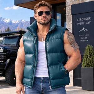 Chaleco de cuero genuino estilo Western para hombre, chaleco de cocodrilo, Pufferweste herren, chaleco de piel de oveja - Product Image 1