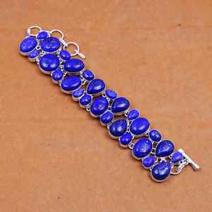 Pulsera de Piedra Lapislázuli, Plata de Ley 925, Joyería Bohemia Hecha a Mano, Piedra Natural, Pulsera para Mujer, Venta al por Mayor - Product Image 1