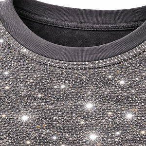 T-shirts personnalisés avec strass, style hip-hop tendance, épaules tombantes, coupe ample, 100% coton lourd pour hommes - Product Image 3