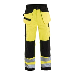 High Visibility Yellow <b>Work</b> <b>Pants</b> With Reflective Stripes And Multiple Pockets For Safety Wear - Product Image 1