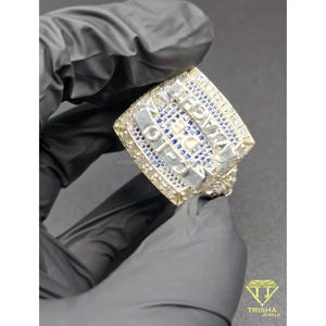 Anillo deportivo de plata de ley 925 con moissanita y diamantes, tono plateado, estilo Iced Out, joyería llamativa para compradores mayoristas - Product Image 3