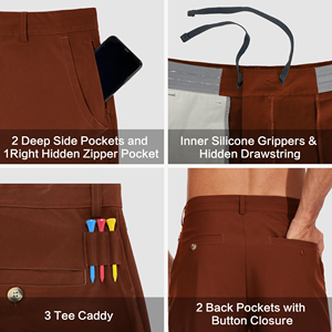 Shorts de golf pour hommes, couleur unie, logo personnalisé imprimé, séchage rapide, évacuation de l'humidité, en polyester, style décontracté - Product Image 5