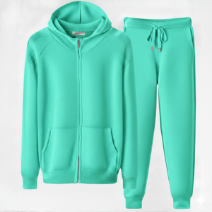 Ensemble décontracté pour homme : sweat à capuche noir zippé et pantalon de survêtement large avec badge hexagonal assorti, respirant et extensible dans les quatre sens - Product Image 4